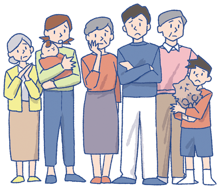 宅配に悩みを抱える人々のイラスト